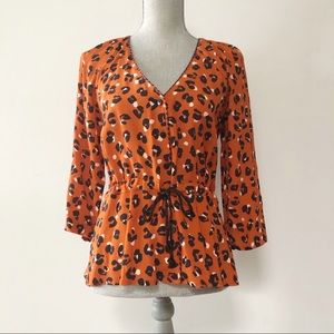 La Petite Francaise peplum leopard printed blouse 1950s vintage style